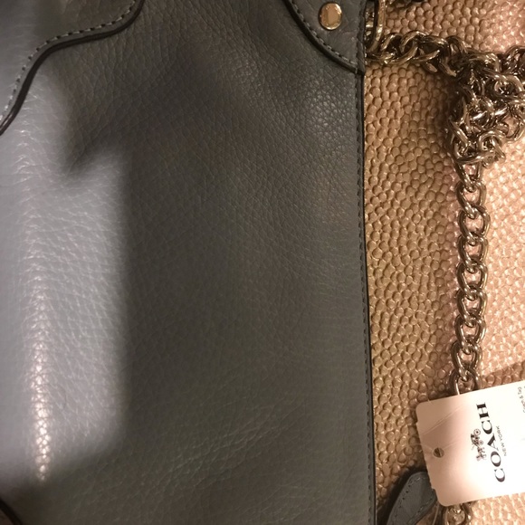 NWT NEW Blue COACH purse w/chain leather strap - Picture 5 of 6